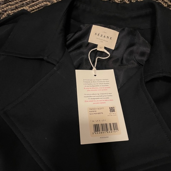 NWT Sezane Scott Trench Marine Navy Size EU 36/ US 4 - Picture 8 of 9